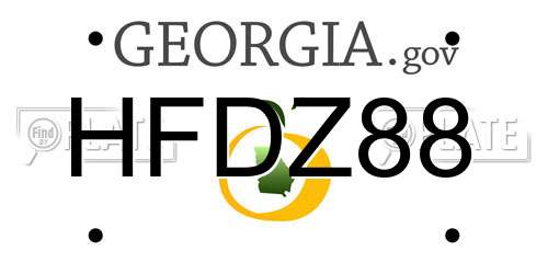 HFDZ88 Georgia License Plate