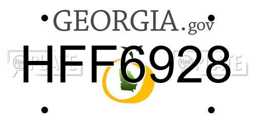 HFF6928 Georgia License Plate