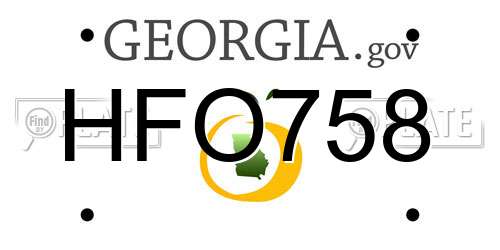 HFO758 Georgia License Plate