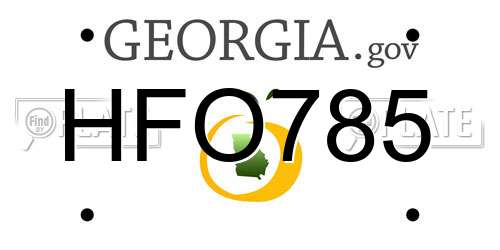 HFO785 Georgia License Plate