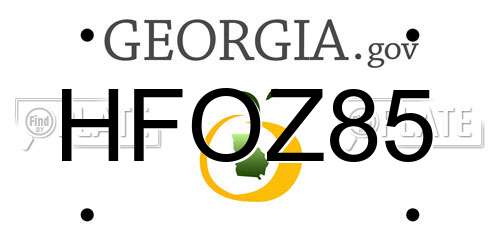 HFOZ85 Georgia License Plate
