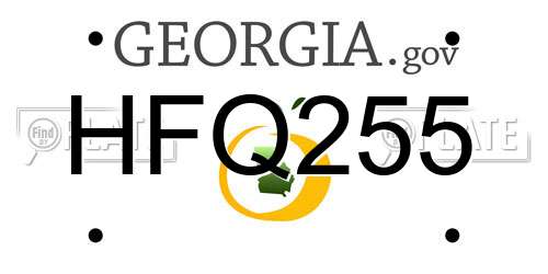 HFQ255 Georgia License Plate