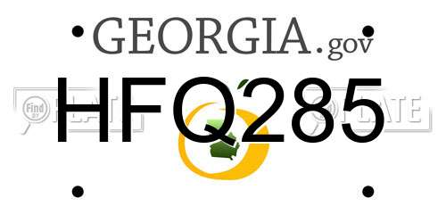 HFQ285 Georgia License Plate