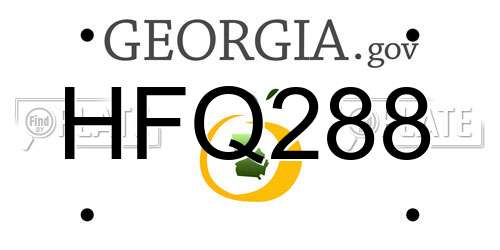 HFQ288 Georgia License Plate
