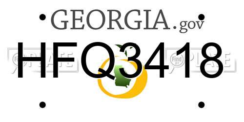HFQ3418 Georgia License Plate