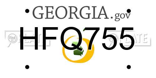 HFQ755 Georgia License Plate