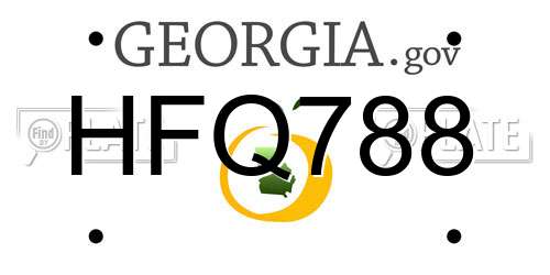 HFQ788 Georgia License Plate