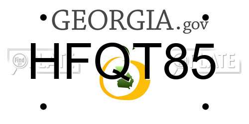HFQT85 Georgia License Plate