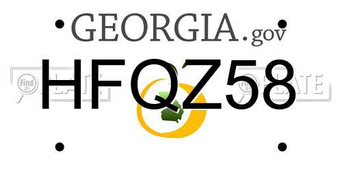 HFQZ58 Georgia License Plate