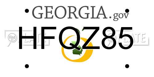 HFQZ85 Georgia License Plate