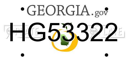 HG53322 Georgia License Plate