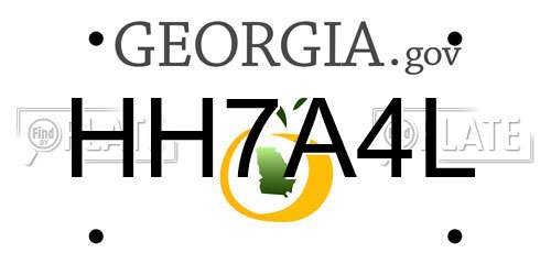 HH7A4L Georgia License Plate