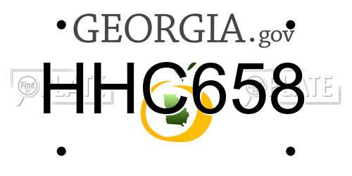 HHC658 Georgia License Plate