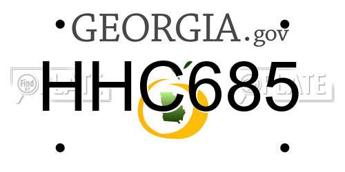 HHC685 Georgia License Plate