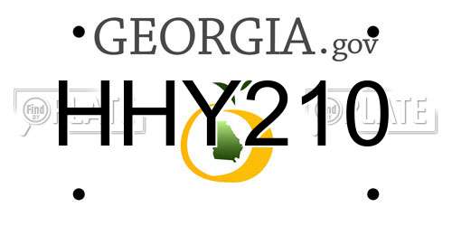 HHY210 Georgia License Plate