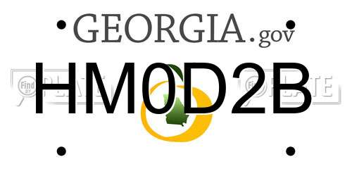 HM0D2B Georgia License Plate