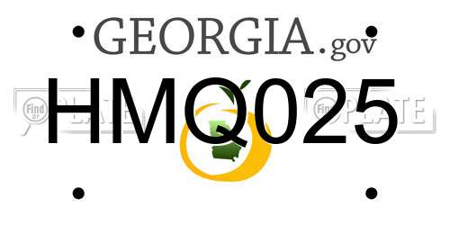 HMQ025 Georgia License Plate