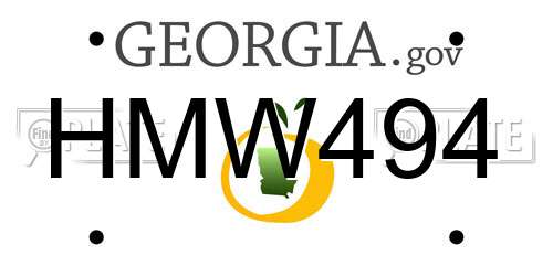 HMW494 Georgia License Plate