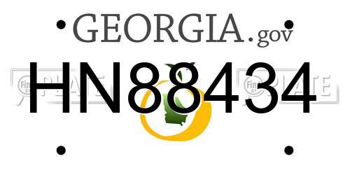 HN88434 Georgia License Plate