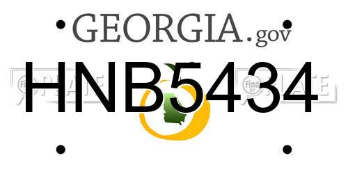 HNB5434 Georgia License Plate