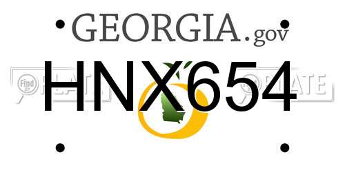 HNX654 Georgia License Plate