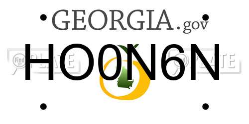 HO0N6N Georgia License Plate