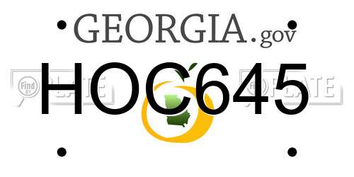 HOC645 Georgia License Plate