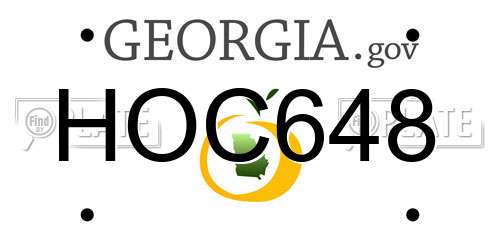 HOC648 Georgia License Plate
