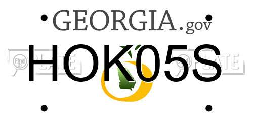 HOK05S Georgia License Plate