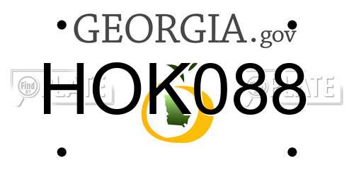HOK088 Georgia License Plate