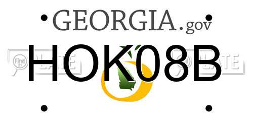 HOK08B Georgia License Plate