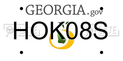 HOK08S Georgia License Plate