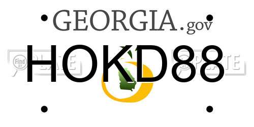 HOKD88 Georgia License Plate