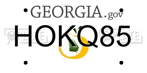 HOKQ85 Georgia License Plate