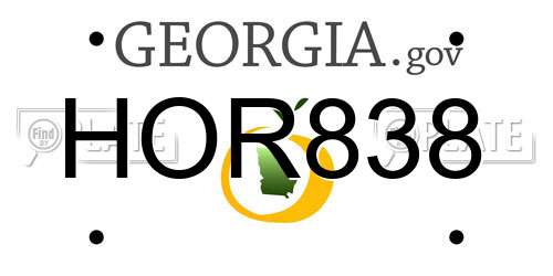 HOR838 Georgia License Plate