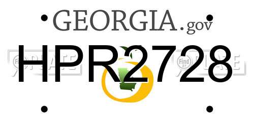 HPR2728 Georgia License Plate