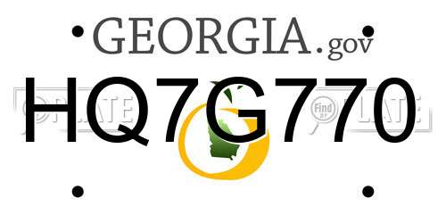 HQ7G770 Georgia License Plate