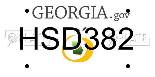 HSD382 Georgia License Plate