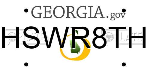 HSWR8TH Georgia License Plate