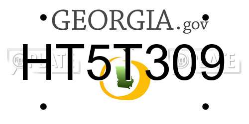 HT5T309 Georgia License Plate