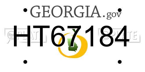 HT67184 Georgia License Plate
