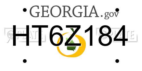 HT6Z184 Georgia License Plate