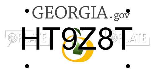 HT9Z8T Georgia License Plate