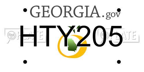 HTY205 Georgia License Plate