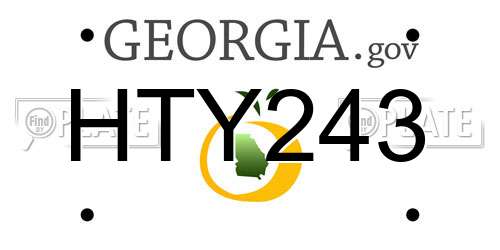 HTY243 Georgia License Plate