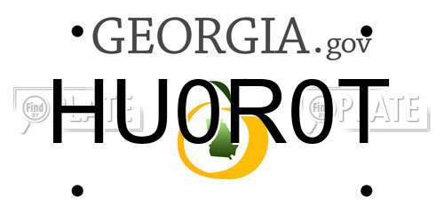 HU0R0T Georgia License Plate