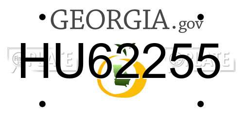 HU62255 Georgia License Plate