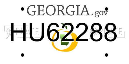HU62288 Georgia License Plate