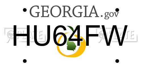 HU64FW Georgia License Plate