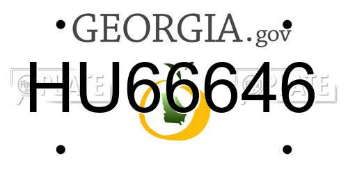 HU66646 Georgia License Plate